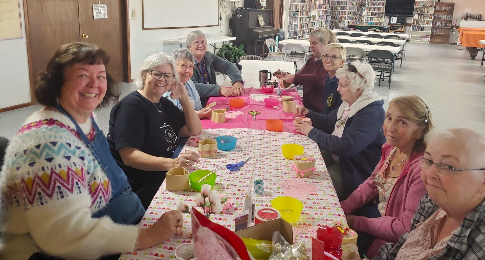 Members at a Valentine craft session.
